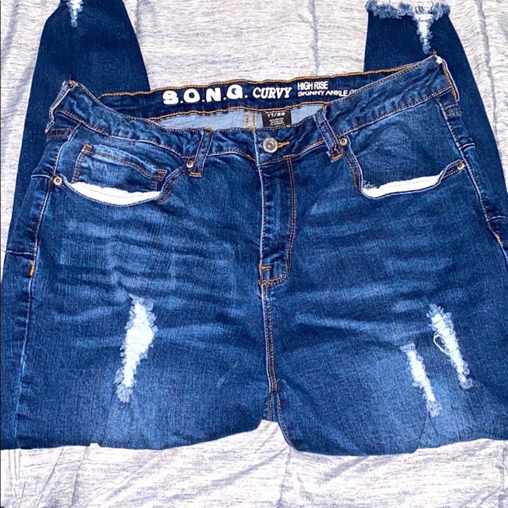 Ripped jeans.